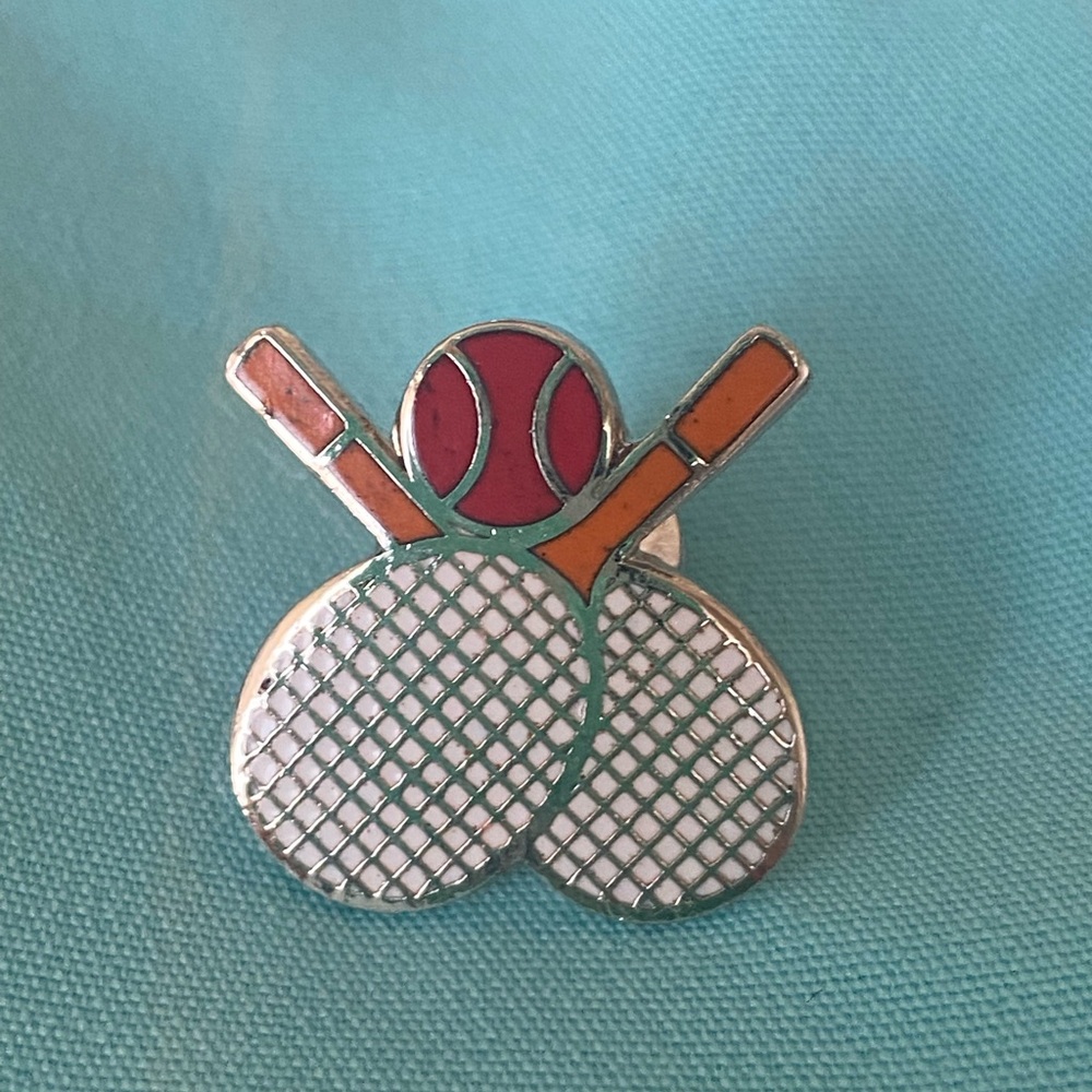 Vintage Enamel Tennis Racquets Novelty Pin